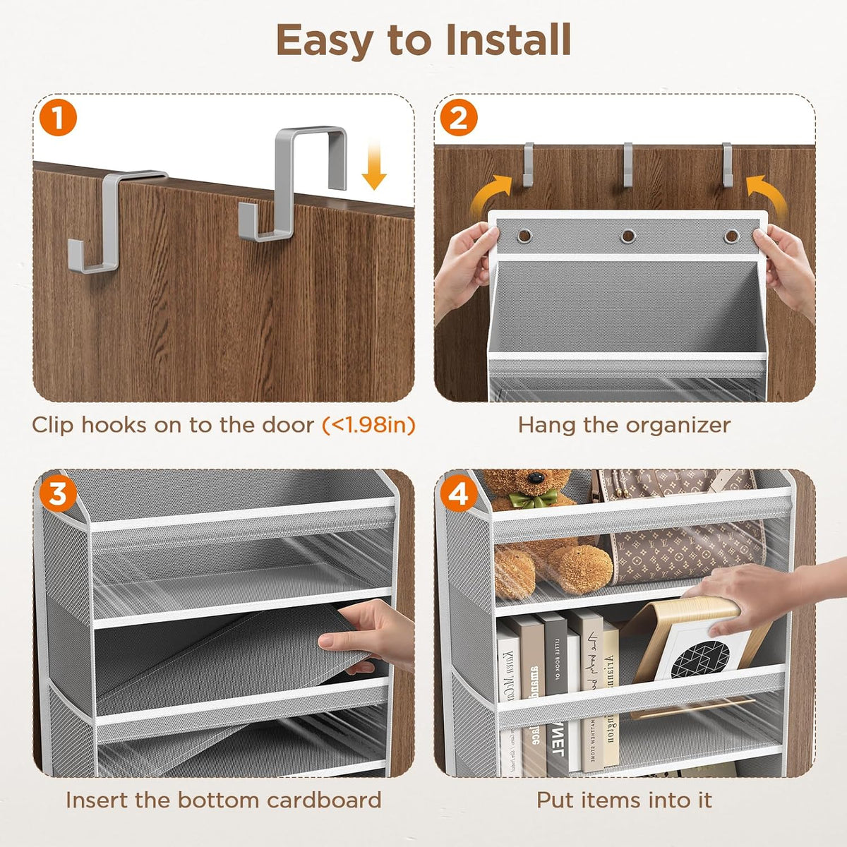 Over The Door Organizer, 6 Tiers Behind The Door Storage Hanging Shelves