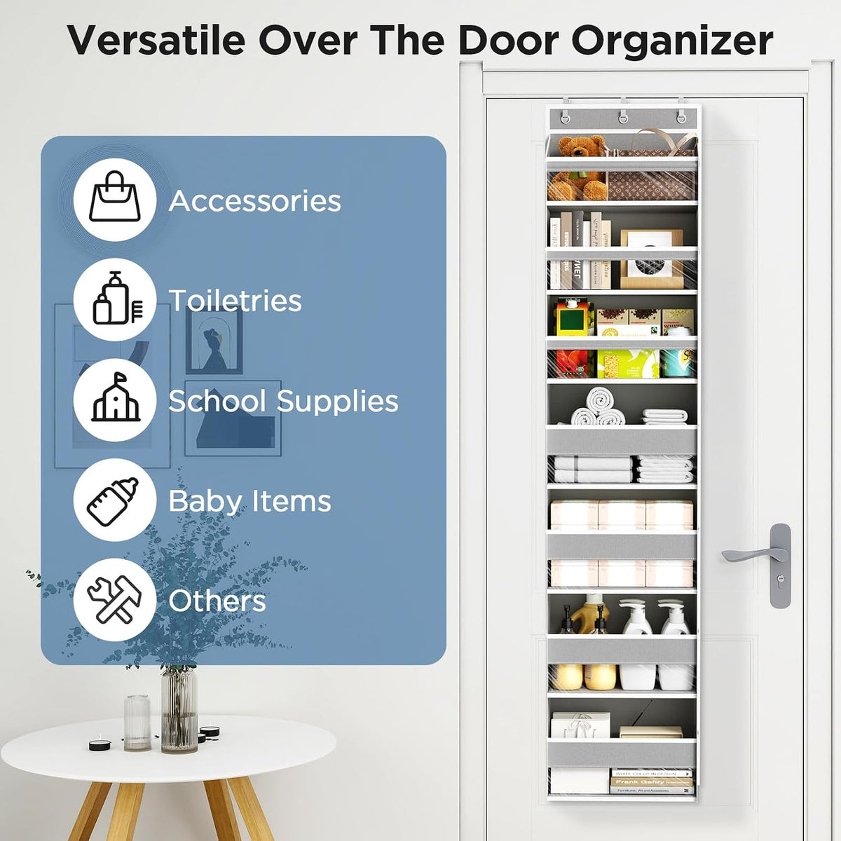 Over The Door Organizer, 6 Tiers Behind The Door Storage Hanging Shelves