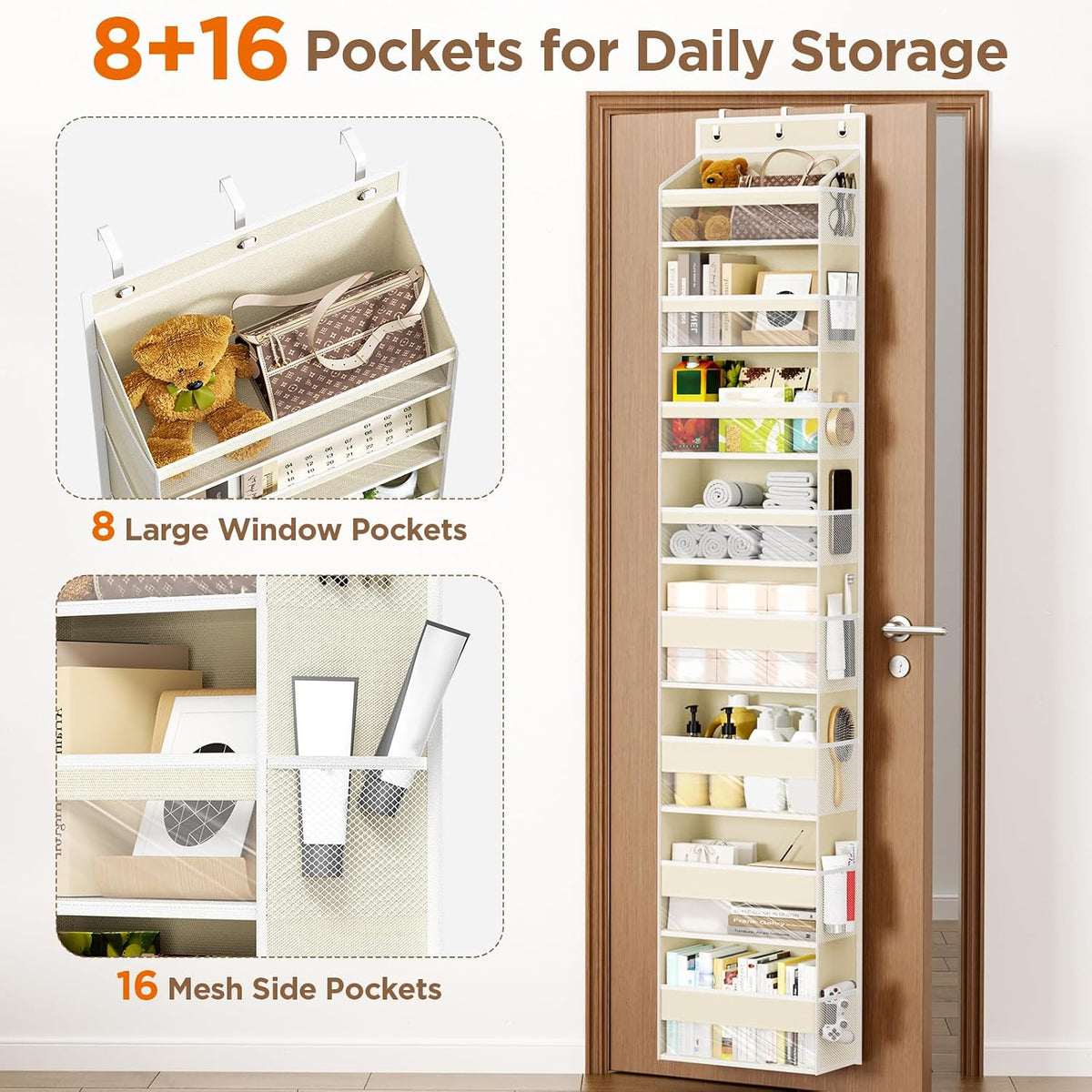 Over The Door Organizer, 6 Tiers Behind The Door Storage Hanging Shelves