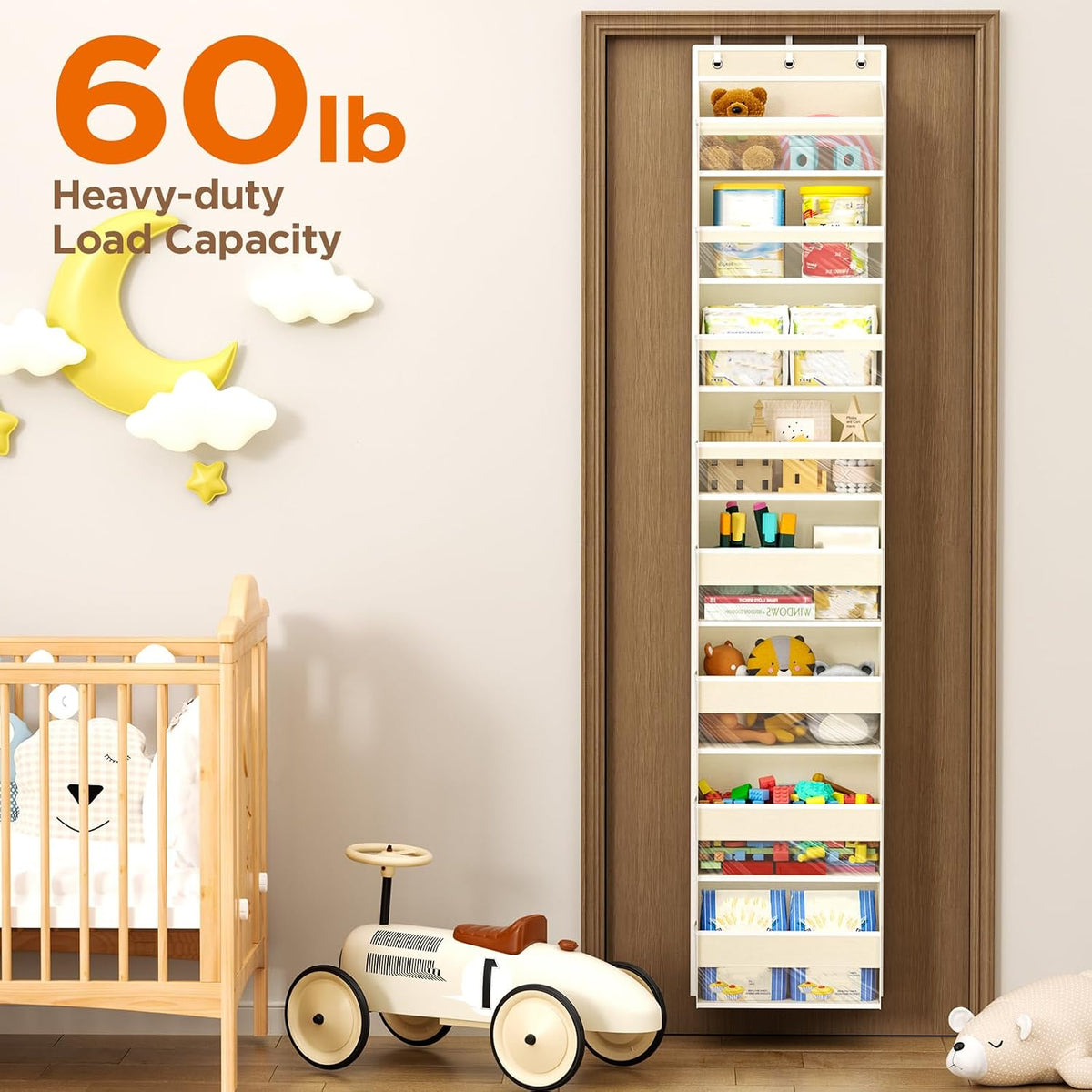 Over The Door Organizer, 6 Tiers Behind The Door Storage Hanging Shelves