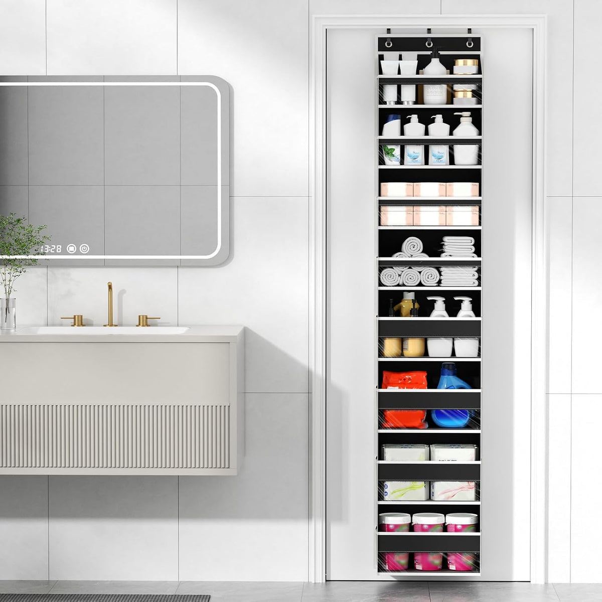 Over The Door Organizer, 6 Tiers Behind The Door Storage Hanging Shelves
