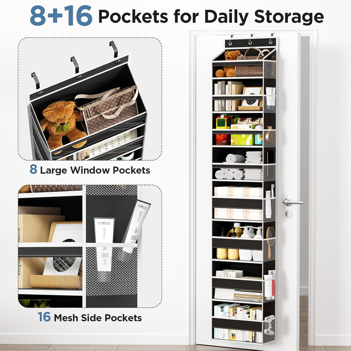 Over The Door Organizer, 6 Tiers Behind The Door Storage Hanging Shelves
