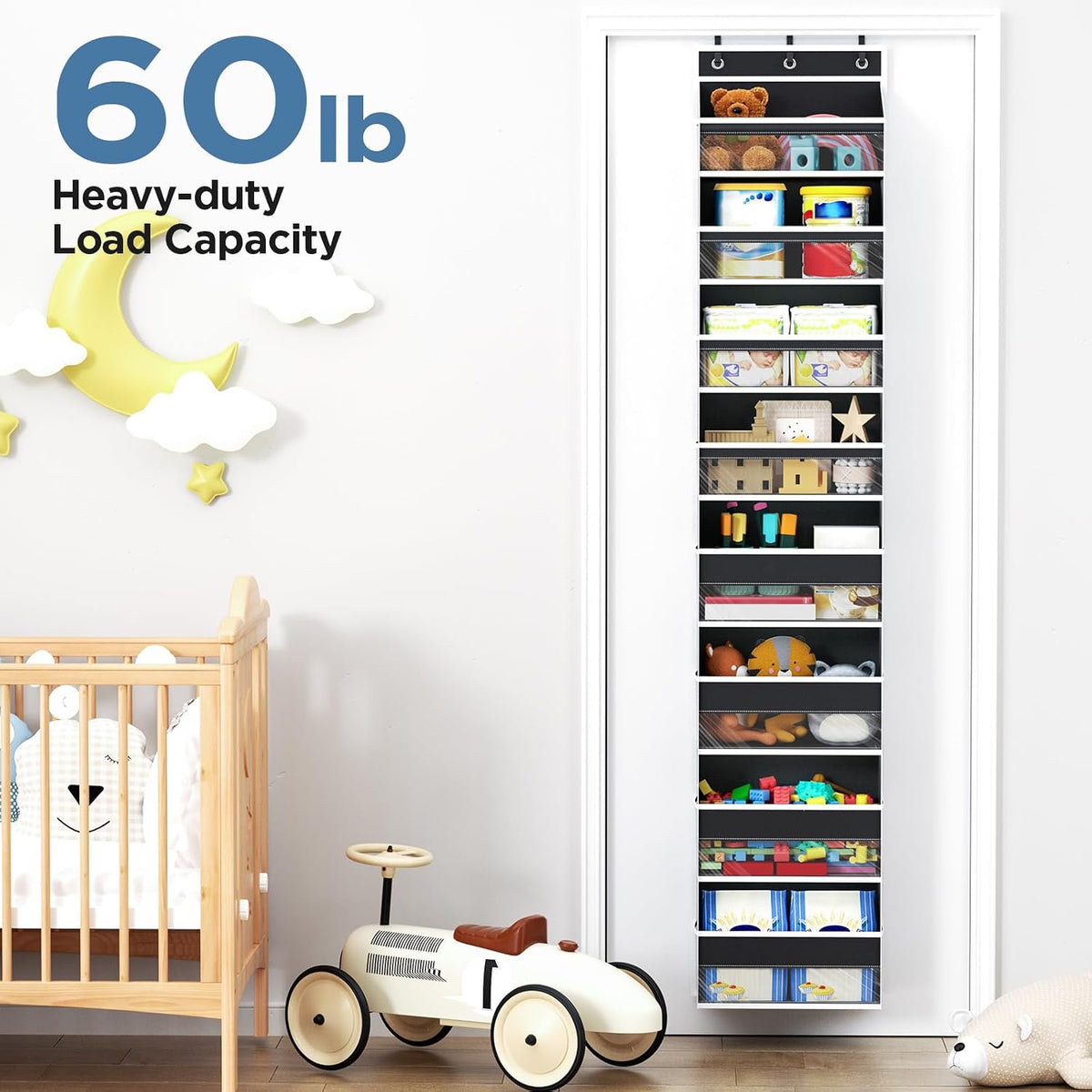 Over The Door Organizer, 6 Tiers Behind The Door Storage Hanging Shelves