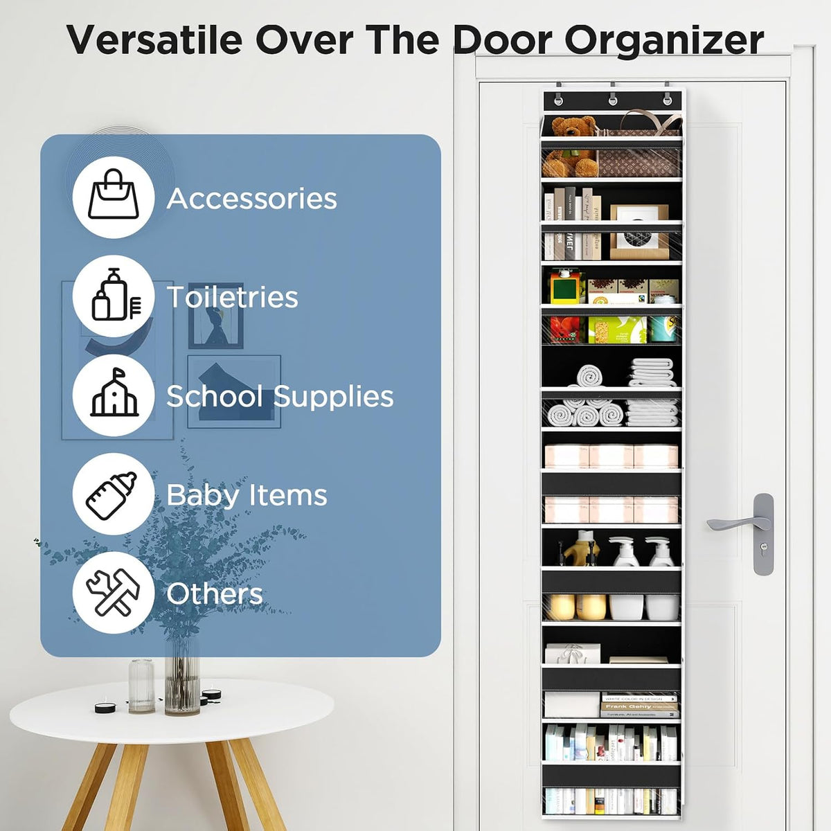 Over The Door Organizer, 6 Tiers Behind The Door Storage Hanging Shelves