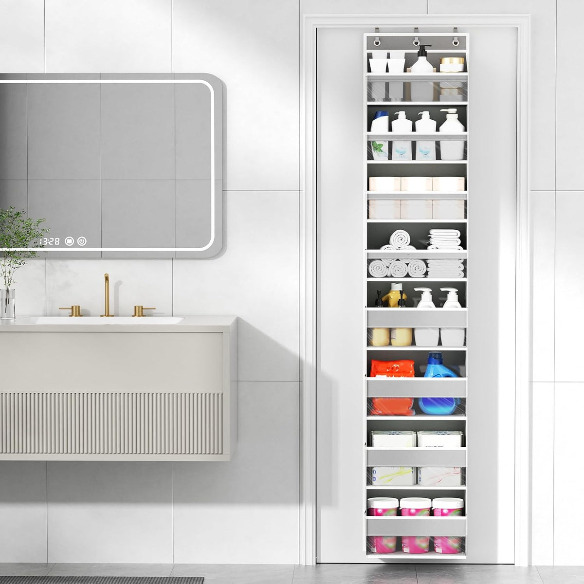 Over The Door Organizer, 6 Tiers Behind The Door Storage Hanging Shelves