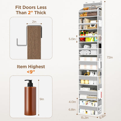 Over The Door Organizer, 6 Tiers Behind The Door Storage Hanging Shelves