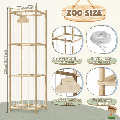 Stuffed Animal Storage Large Capacity Organizer, Soft Toy Storage Holds 50+ Stuffed Animals, Natural Pine with Smooth Rounded Edges, Stuffed Animal Zoo for Bedroom Playroom Room Decor