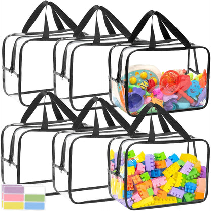 6Pcs Large+3Pcs Medium Toy Storage Bags with Dual Zippers, Handheld, Labels