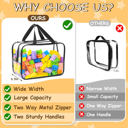 6Pcs Large+3Pcs Medium Toy Storage Bags with Dual Zippers, Handheld, Labels