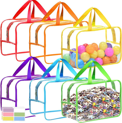 6Pcs Large+3Pcs Medium Toy Storage Bags with Dual Zippers, Handheld, Labels