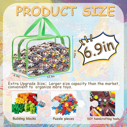 6Pcs Large+3Pcs Medium Toy Storage Bags with Dual Zippers, Handheld, Labels