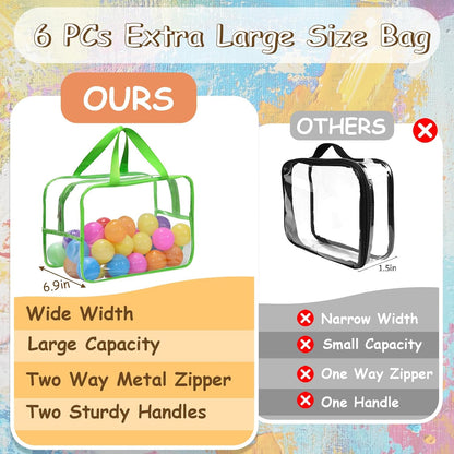 6Pcs Large+3Pcs Medium Toy Storage Bags with Dual Zippers, Handheld, Labels