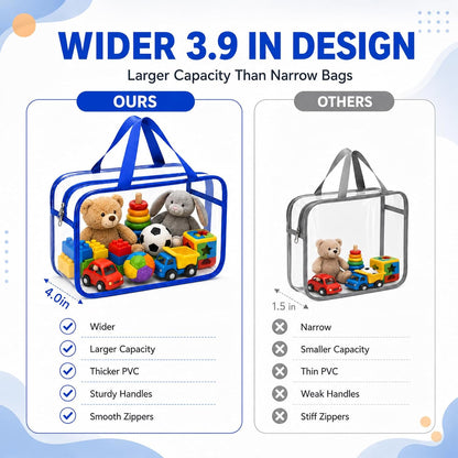 6Pcs Large+3Pcs Medium Toy Storage Bags with Dual Zippers, Handheld, Labels