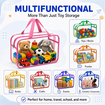 6Pcs Large+3Pcs Medium Toy Storage Bags with Dual Zippers, Handheld, Labels