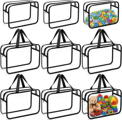 6Pcs Large+3Pcs Medium Toy Storage Bags with Dual Zippers, Handheld, Labels