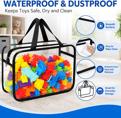 6Pcs Large+3Pcs Medium Toy Storage Bags with Dual Zippers, Handheld, Labels