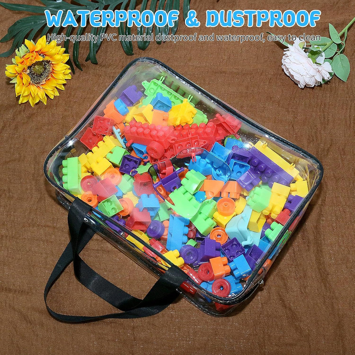 6Pcs Large+3Pcs Medium Toy Storage Bags with Dual Zippers, Handheld, Labels