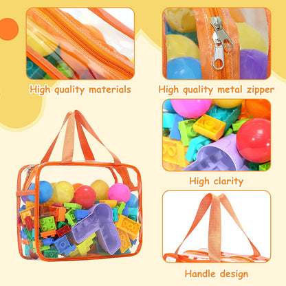 6Pcs Large+3Pcs Medium Toy Storage Bags with Dual Zippers, Handheld, Labels