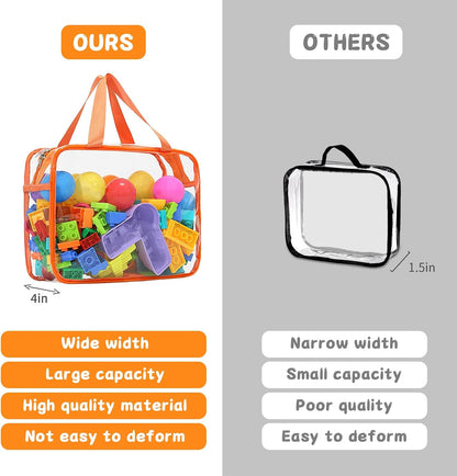 6Pcs Large+3Pcs Medium Toy Storage Bags with Dual Zippers, Handheld, Labels