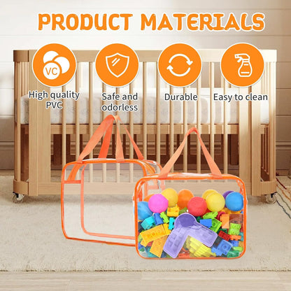 6Pcs Large+3Pcs Medium Toy Storage Bags with Dual Zippers, Handheld, Labels