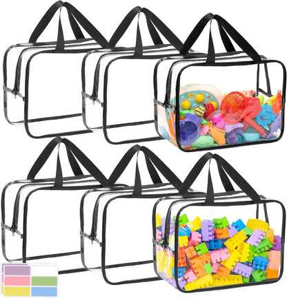 6Pcs Large+3Pcs Medium Toy Storage Bags with Dual Zippers, Handheld, Labels