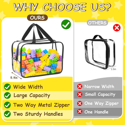 6Pcs Large+3Pcs Medium Toy Storage Bags with Dual Zippers, Handheld, Labels
