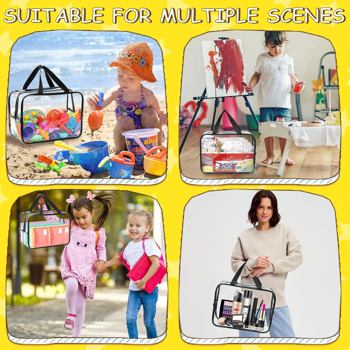 6Pcs Large+3Pcs Medium Toy Storage Bags with Dual Zippers, Handheld, Labels