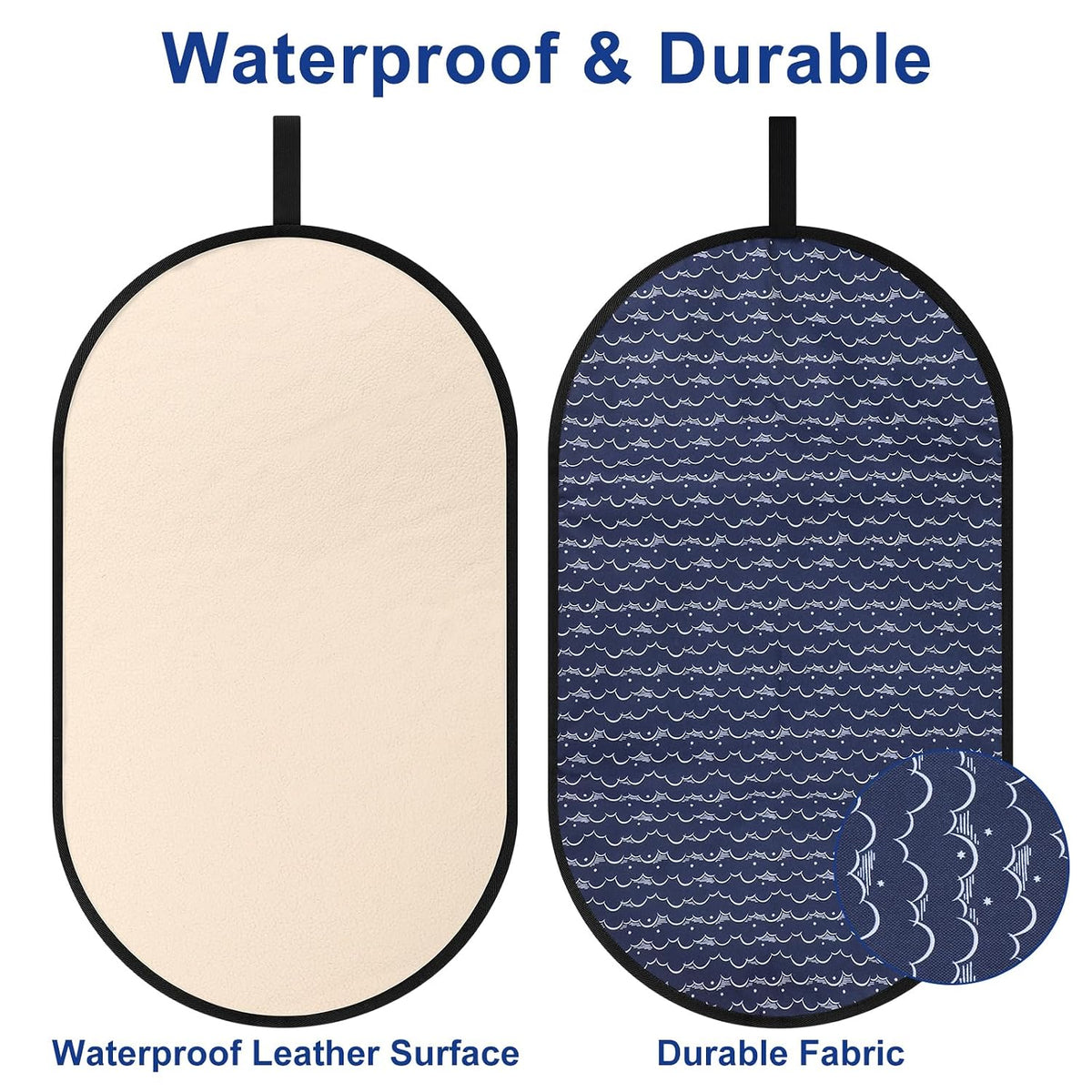 Portable Diaper Changing Pad, PU Leather Baby Diaper Changing Mat, Waterproof Baby Changing Mat for Travel or at Home Use