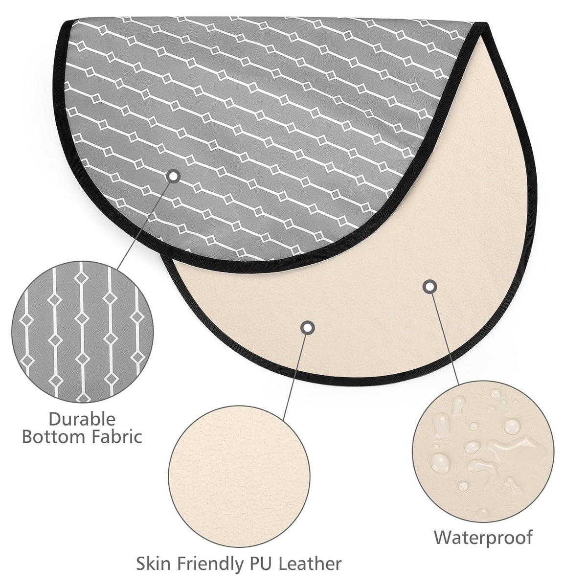 Portable Diaper Changing Pad, PU Leather Baby Diaper Changing Mat, Waterproof Baby Changing Mat for Travel or at Home Use