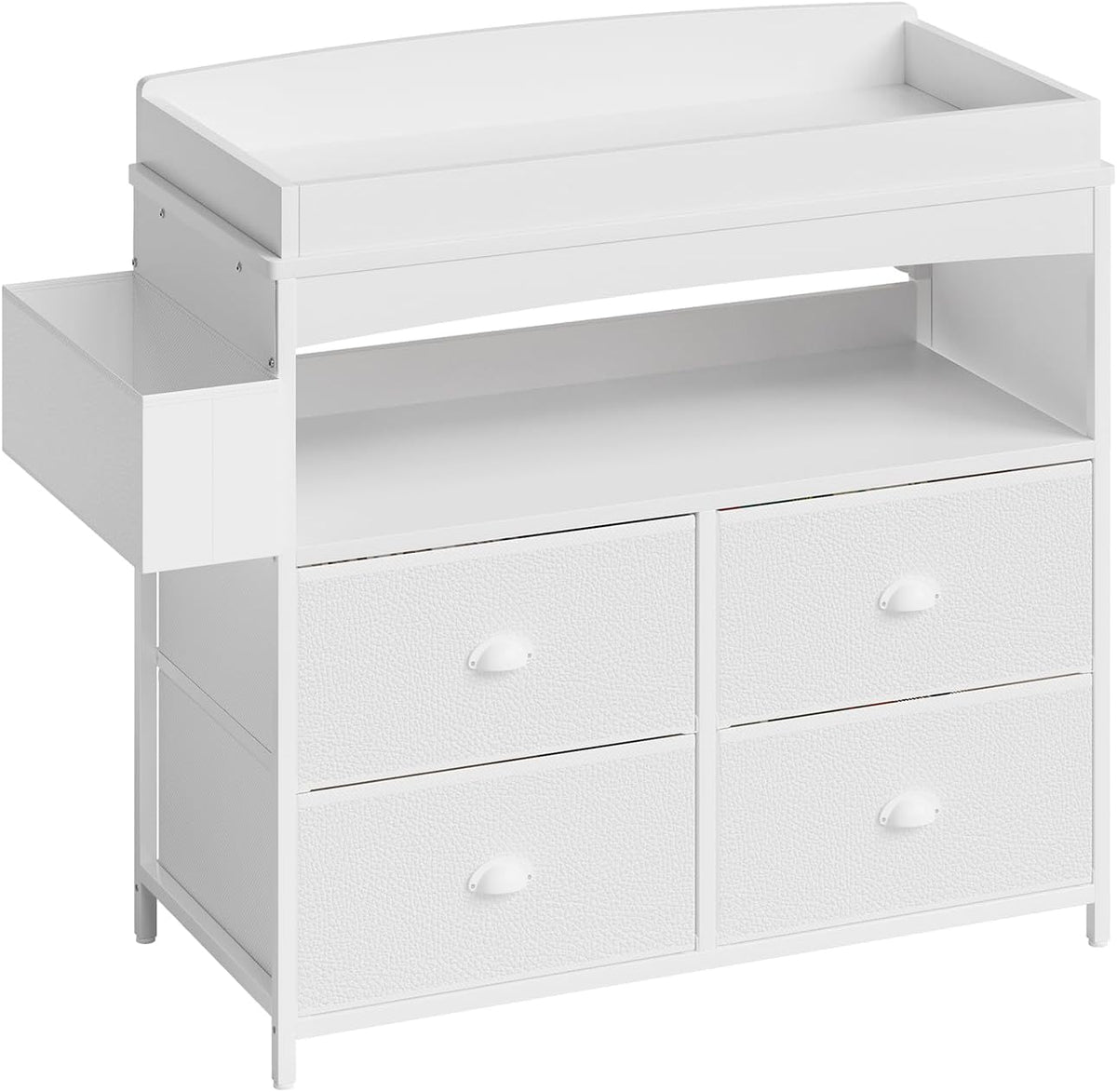 Baby Changing Table with Storage, Changing Table Dresser, Diaper Changer Crib Sleeper Fabric Drawers, Storage Dividers, Diapers Bags for Nursery Modern (6 Drawers/White)