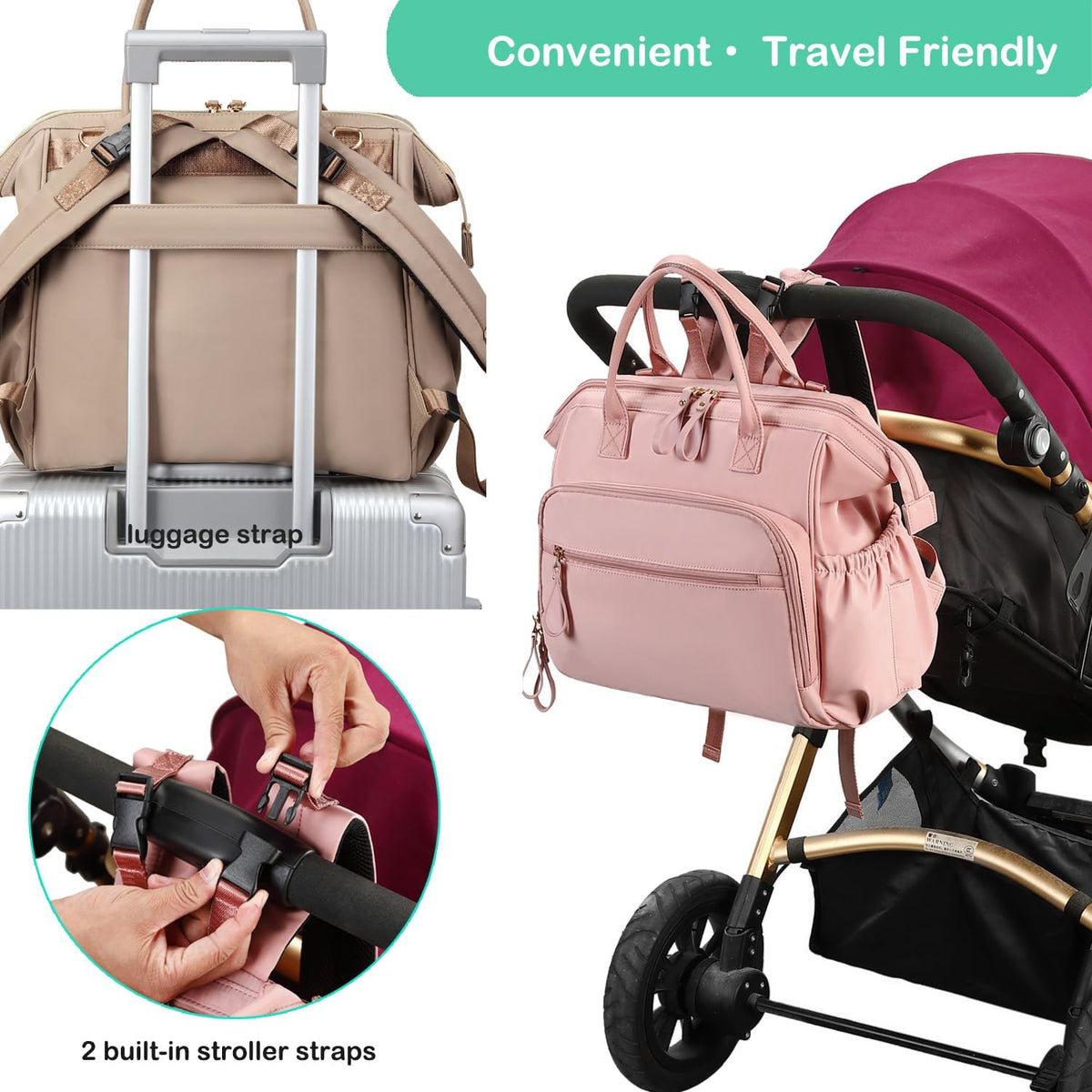 Large Diaper Bag Tote (Black, Large-20L)