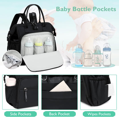 Large Diaper Bag Tote (Black, Large-20L)
