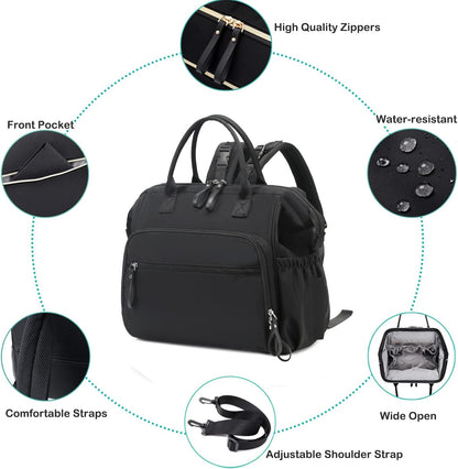 Large Diaper Bag Tote (Black, Large-20L)