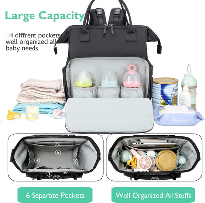 Large Diaper Bag Tote (Black, Large-20L)
