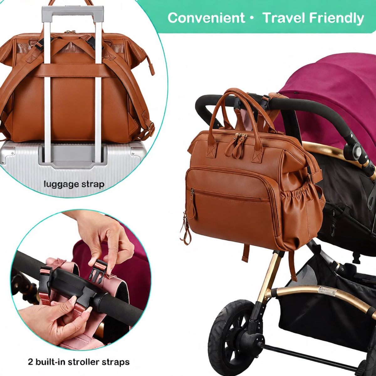 Large Diaper Bag Tote (Black, Large-20L)