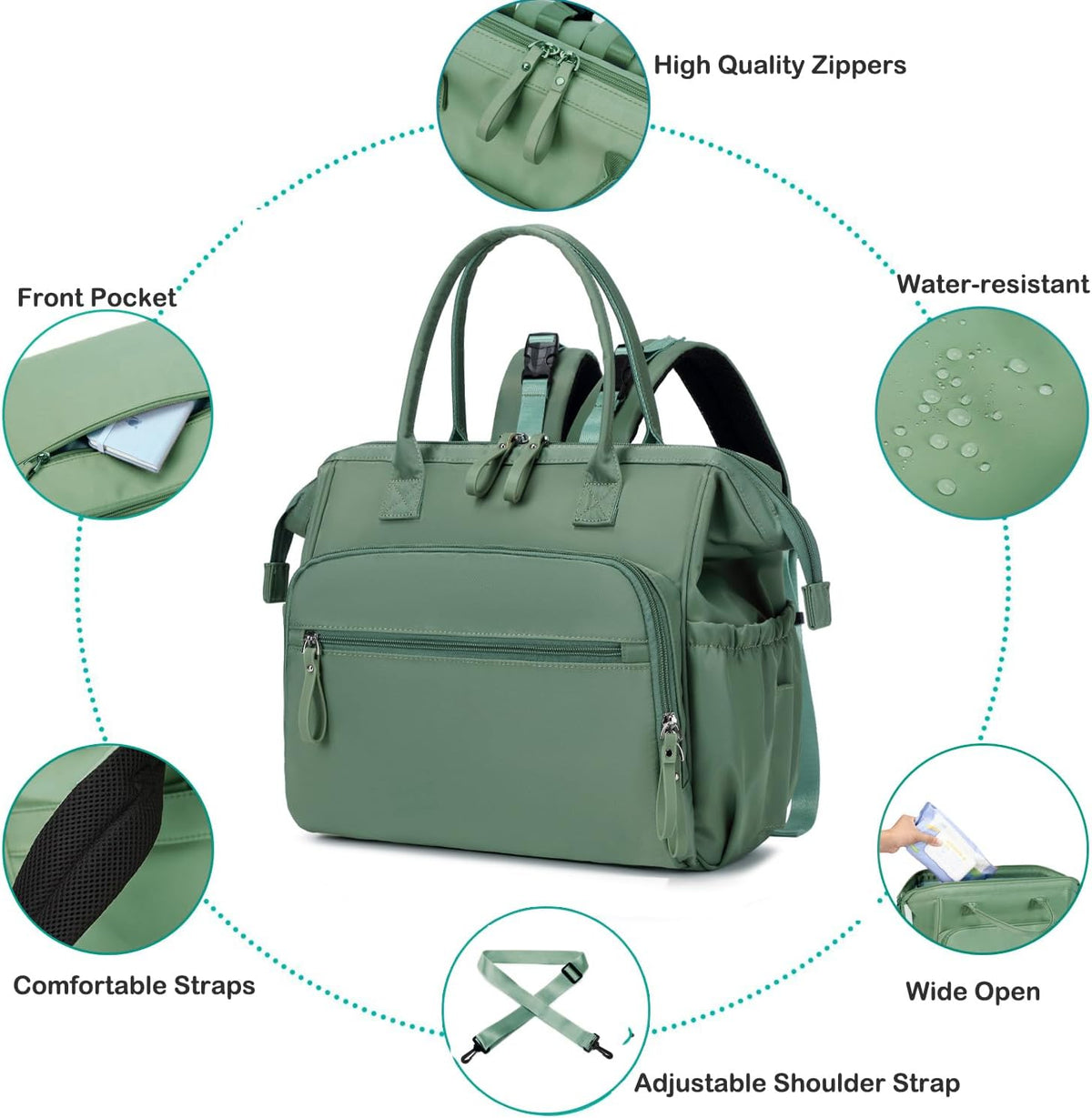 Large Diaper Bag Tote (Black, Large-20L)