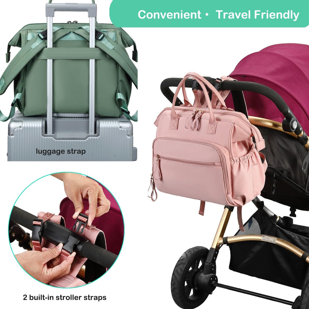 Large Diaper Bag Tote (Black, Large-20L)