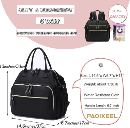 Large Diaper Bag Tote (Black, Large-20L)