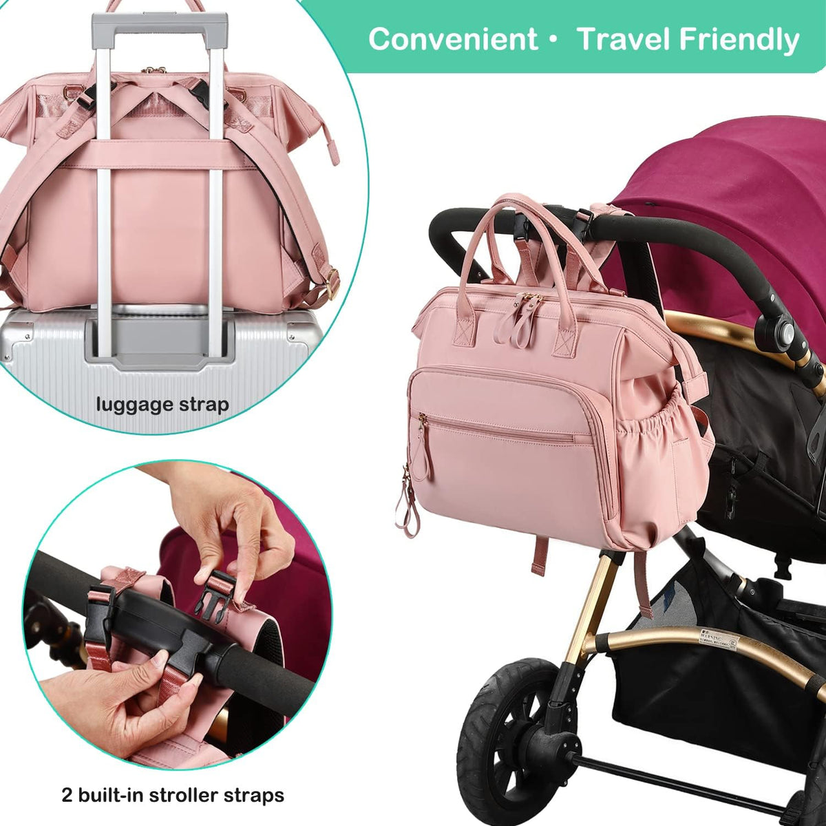 Large Diaper Bag Tote (Black, Large-20L)