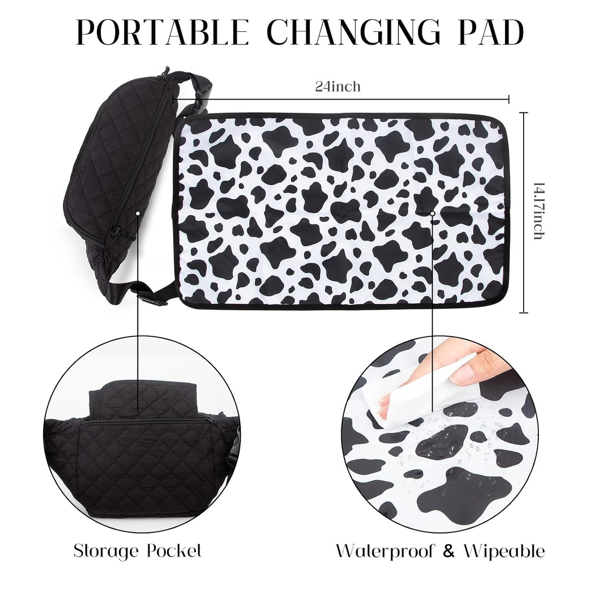Small Diaper Bag with Portable Changing Pad, Crossbody Diaper Bag Pack with Wipes Pocket for Mom and Dad, Mini Diaper Bag Fanny Pack for Baby Travel, Black