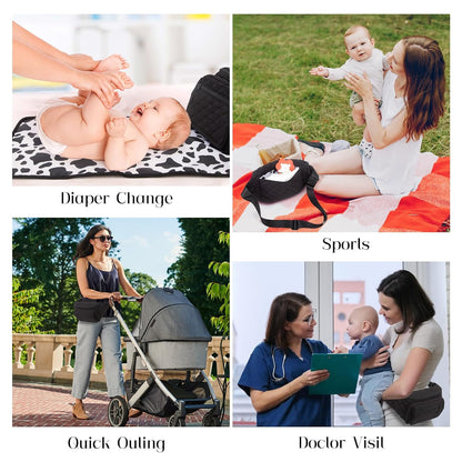 Small Diaper Bag with Portable Changing Pad, Crossbody Diaper Bag Pack with Wipes Pocket for Mom and Dad, Mini Diaper Bag Fanny Pack for Baby Travel, Black