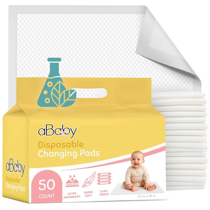 Ultra Absorbant Disposable Changing Pads for Baby, 50 Pack