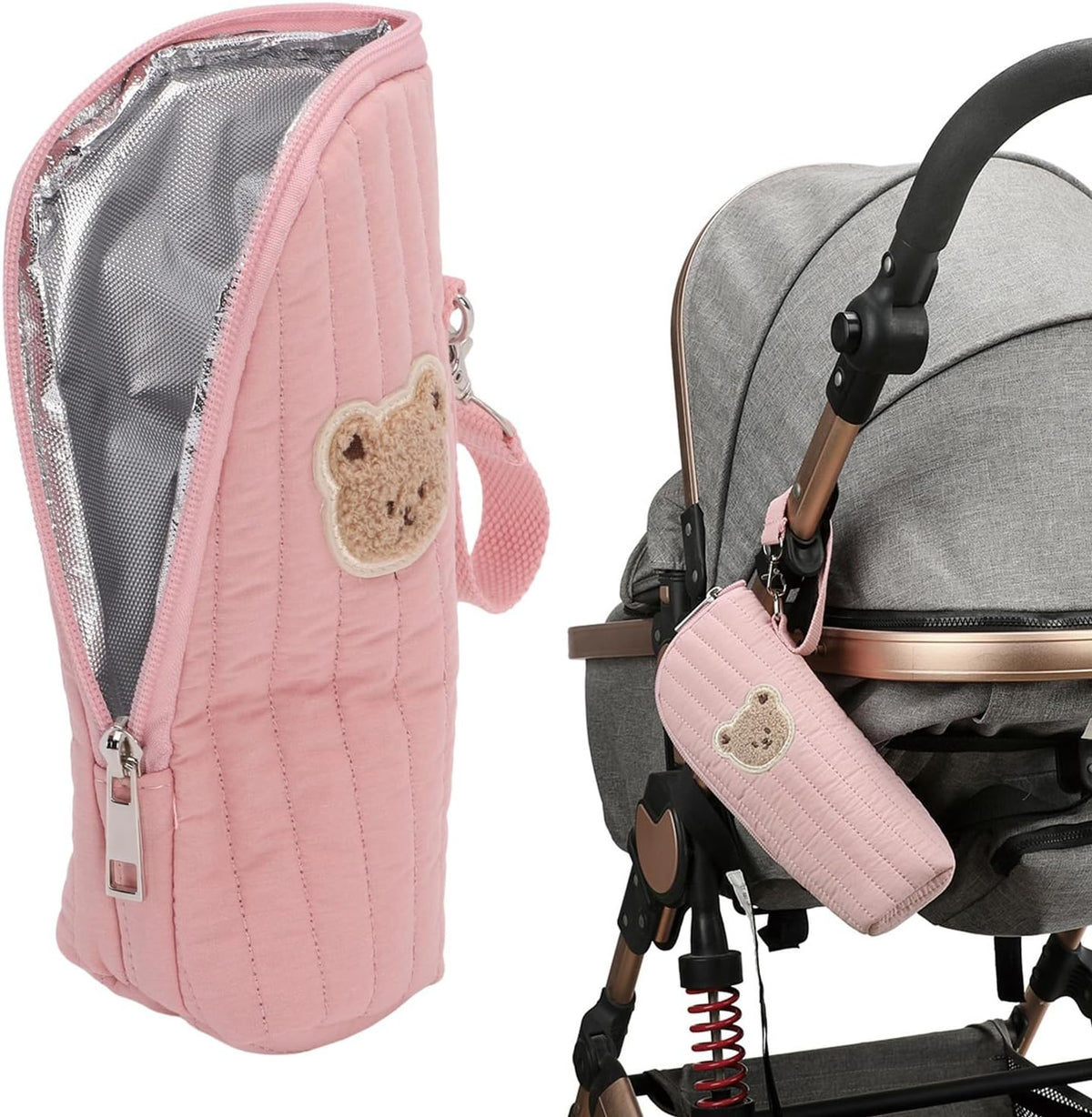 Insulated Baby Bottle Bag Portable Milk Bottle Organizer Stroller Pouch