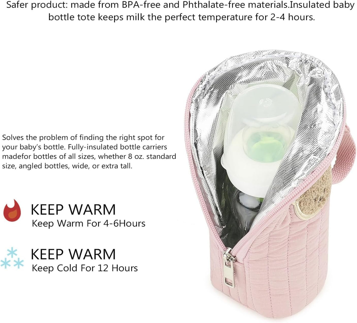 Insulated Baby Bottle Bag Portable Milk Bottle Organizer Stroller Pouch
