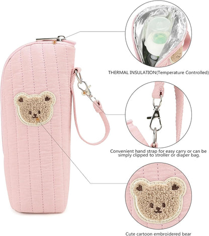 Insulated Baby Bottle Bag Portable Milk Bottle Organizer Stroller Pouch