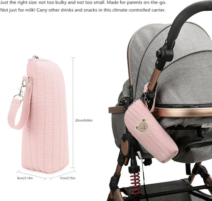 Insulated Baby Bottle Bag Portable Milk Bottle Organizer Stroller Pouch