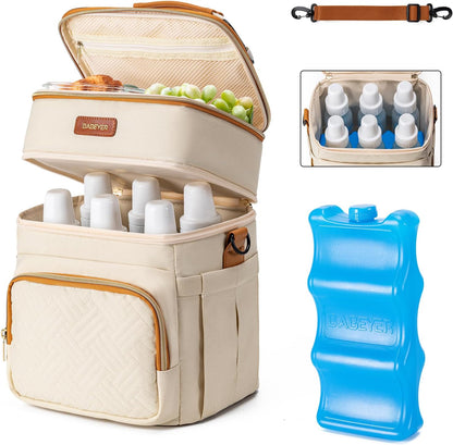 Breastmilk Cooler Bag with Ice Pack Fits 6 Baby Bottles Up to 9 Ounce