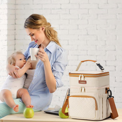 Breastmilk Cooler Bag with Ice Pack Fits 6 Baby Bottles Up to 9 Ounce