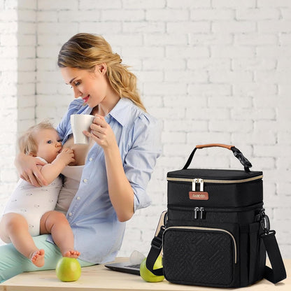 Breastmilk Cooler Bag with Ice Pack Fits 6 Baby Bottles Up to 9 Ounce