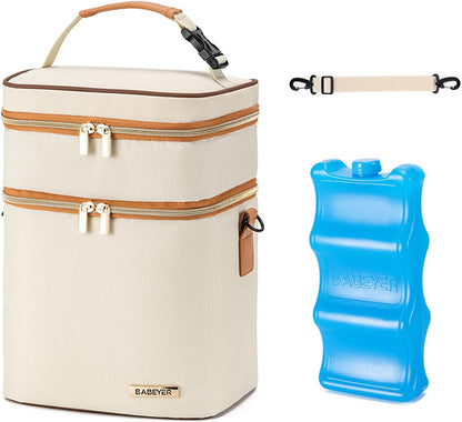 Breastmilk Cooler Bag with Ice Pack Fits 6 Baby Bottles Up to 9 Ounce